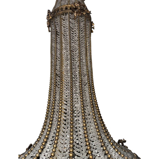 French 19th Century French Bronze and Beaded Chandelier For Sale - Image 3 of 9