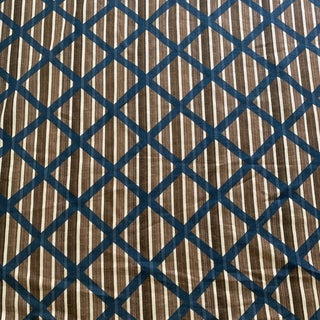 Sister Parish Stripe With Lattice Linen Fabric- 3 1/4 Yards For Sale