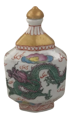 Chinese Chinoiserie Colorful Dragon Porcelain Bottle