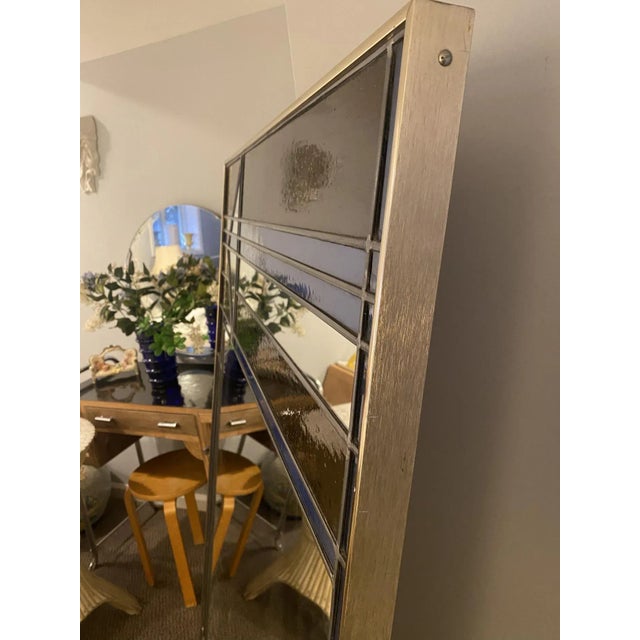 Modern 1970s Monumental Stained Glass Art Deco Revival Mirror For Sale - Image 3 of 13