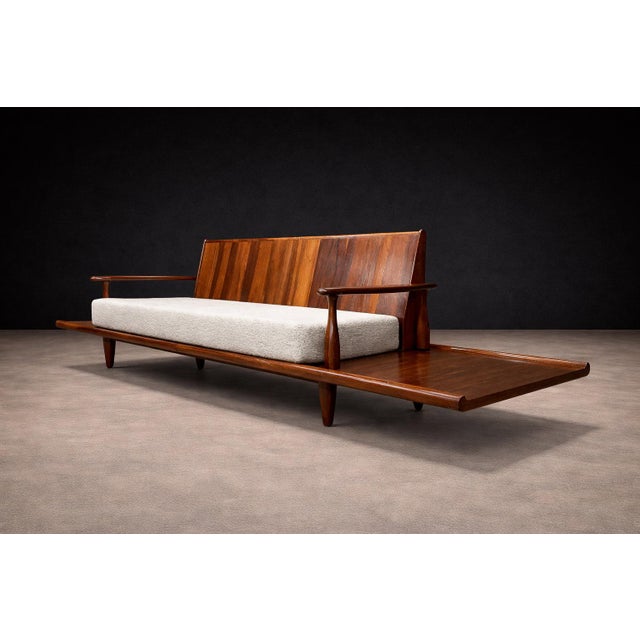 Sofa in Rosewood & Bouclé by Liceu De Artes E Ofícios, Brazilian Modern, 1960s For Sale - Image 9 of 16