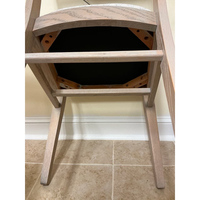 1940s Custom Refinished Cerused Solid Oak Mid-Century Transitional Dining Chairs - Set of 6 For Sale - Image 13 of 13