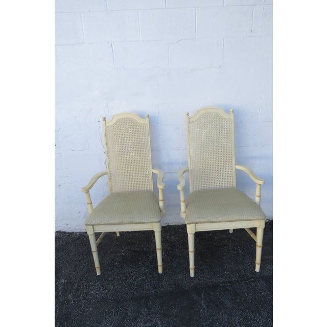 Light Yellow Lenoir Hollywood Regency Faux Bamboo Two Tone Dining Table and Six Chairs For Sale - Image 8 of 13
