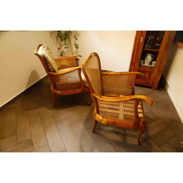 Beige German Chippendale Cane Armchairs by Adolf Wrenger, 1960s, Set of 2 For Sale - Image 8 of 18
