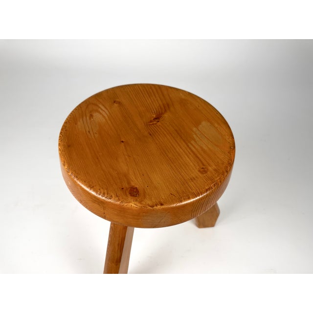 Pine Sandoz Stool by Charlotte Perriand for Les Arcs, France, 1960s For Sale - Image 15 of 18