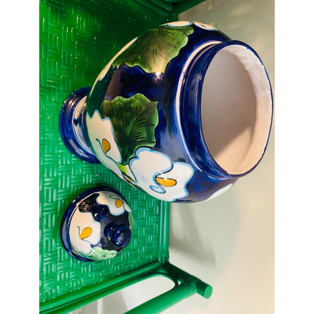 Ceramic 1980s Large Talavera Ceramic Calla Lilies Ginger Jar For Sale - Image 7 of 13