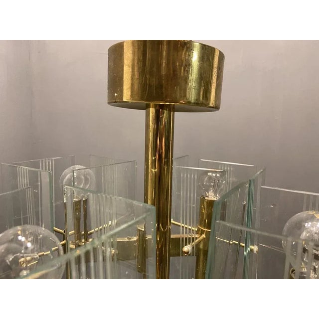 Metal Mid-Century Architectural Chandelier by Sciolari For Sale - Image 7 of 13