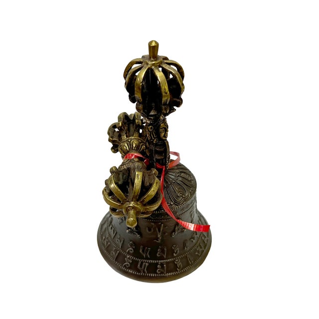 Handmade Bronze Metal Tibetan Ritual Bell and Vajra Dorje Set For Sale - Image 4 of 5
