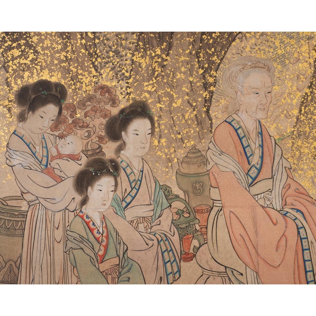 19th C. Japanese Edo Six Panel Screen Chinese Official's Gathering For Sale - Image 9 of 18