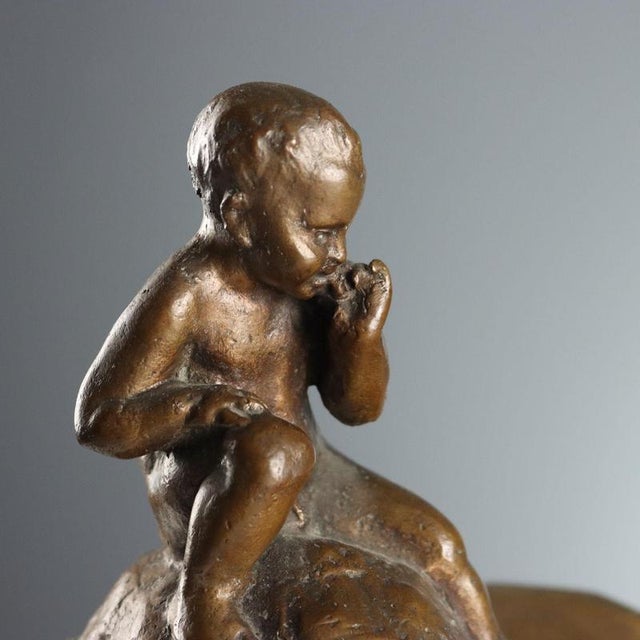 Child and Turtle Sculpture in Bronze For Sale - Image 3 of 9