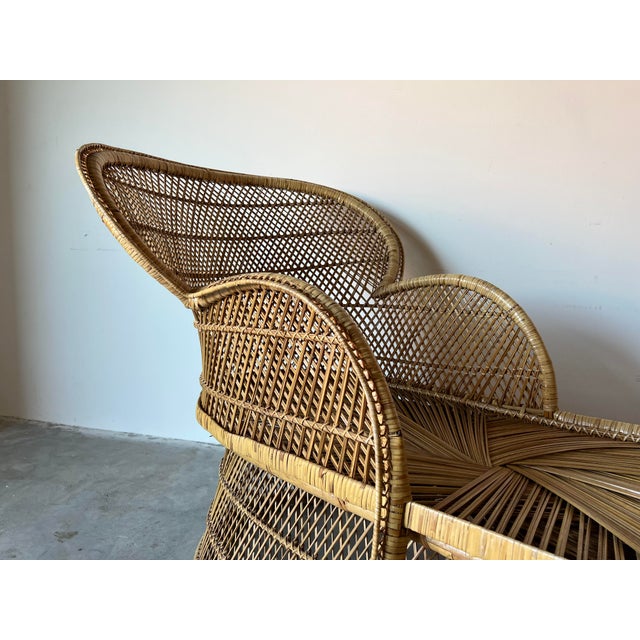 Vintage Bohemian Wicker Rattan Peacock Back Chaise Lounge Chairish