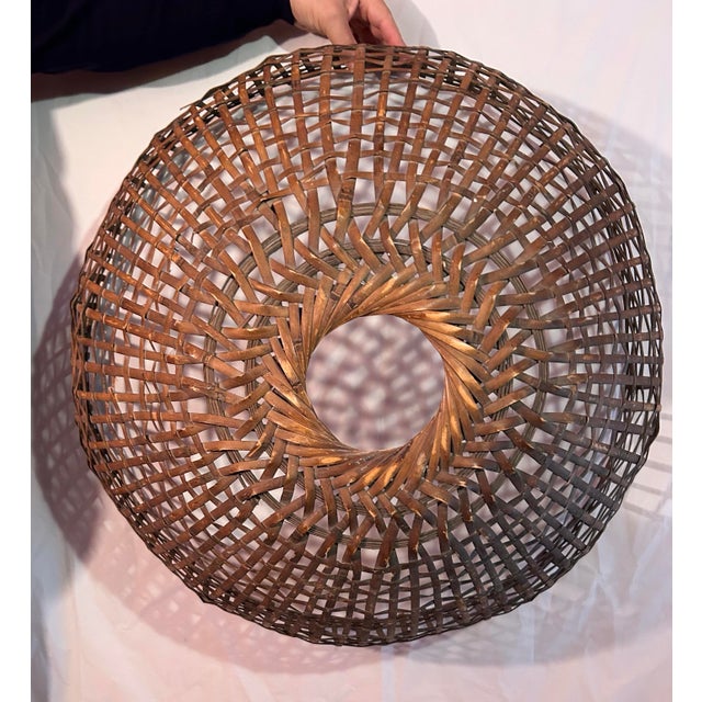 Contemporary Large Vintage Handwoven Basket / Decorative Market Basket — Sculptural Form Approx. Dimensions: 30” Diameter × 17” Height For Sale - Image 3 of 5