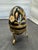 Indian Vintage Black Gold Orange Cloisonné Brass Enamel Floral Egg Trinket Box 6 In For Sale - Image 3 of 11