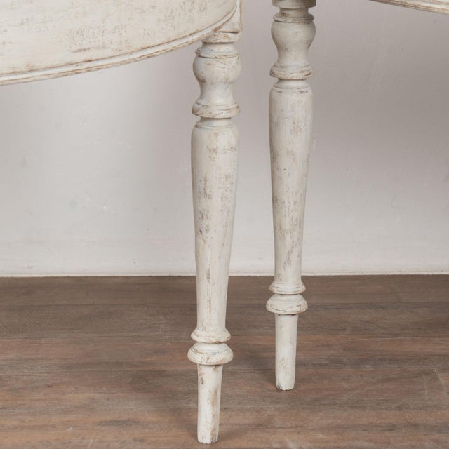 Pair, 19th Century Swedish White Painted Large Demi Lune Consoles Side Tables For Sale - Image 12 of 14