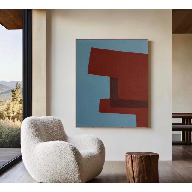 Textile Bodasca, Structure in Red and Blue, 2026, Acrylic Painting on Canvas For Sale - Image 7 of 10