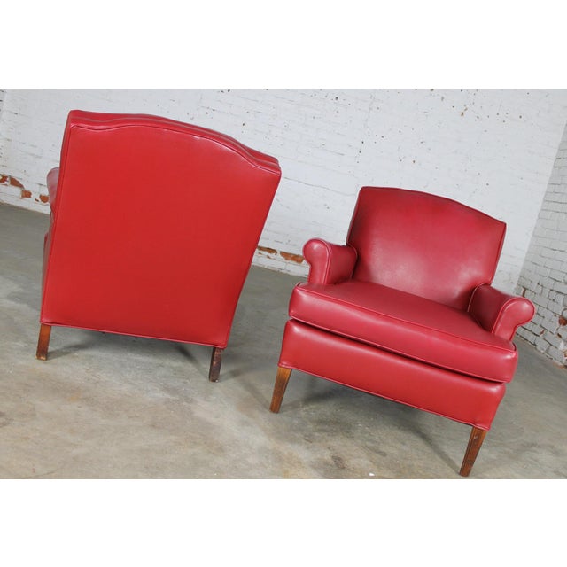 1940s Vintage Red Vinyl Club Chairs - a Pair | Chairish