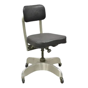 Vintage Emeco Corp Art Deco Brushed Aluminum Black Swivel Office Desk Chair