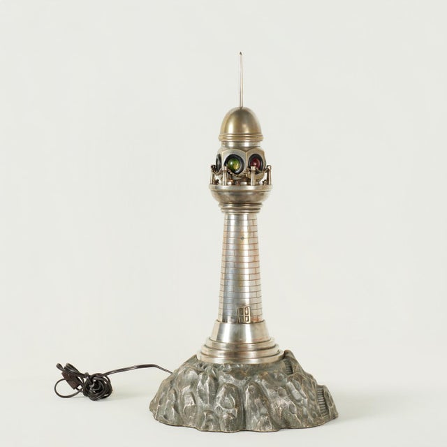 1920s Antique Lighthouse Sculpture or Model With Light For Sale - Image 5 of 10