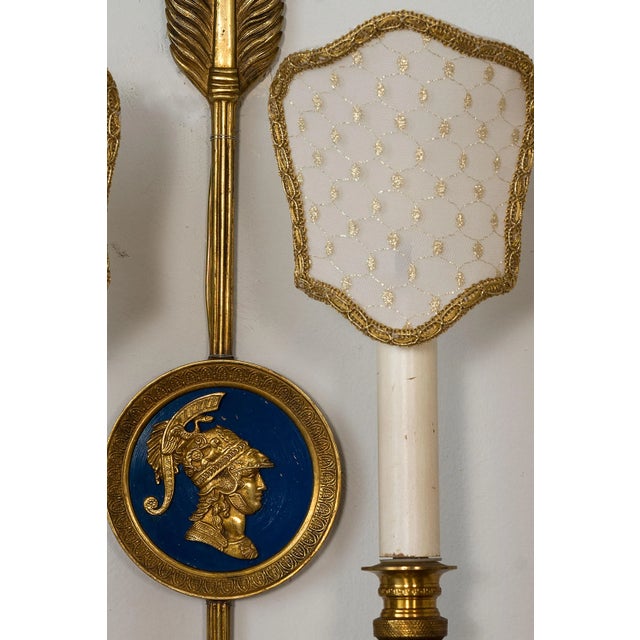 Metal Vintage Wall Lamps in Neoclassical Style, 1940s, Set of 2 For Sale - Image 7 of 11