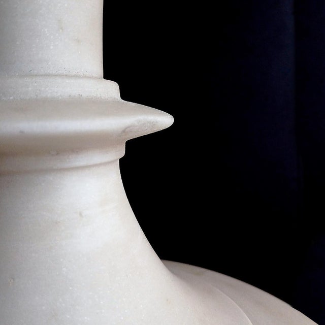 Stone Hand-Carved White Marble Vase, 28 Inches Tall, Late 20th Century For Sale - Image 7 of 16