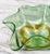 Vintage Art Glass Hand Blown Green Butterscotch Ruffled Bowl For Sale - Image 4 of 7