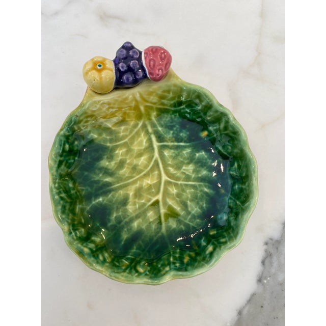 Japanese 1980s Vintage Hand-Painted Cabbage Majolica Style Bowls/Plates, Made in Japan -Set of 5 For Sale - Image 3 of 10