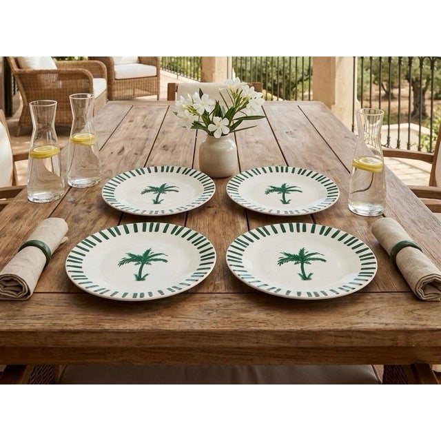Textile Anthropologie X Fern & Co. "Tarlenare" Palm Tree Salad Plates - Set of 4 For Sale - Image 7 of 11