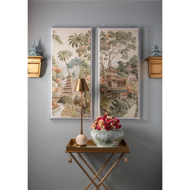 Green Willow is our classic chinoiserie inspired Asian scenic tableau in green and white. The basin / planter top opening...