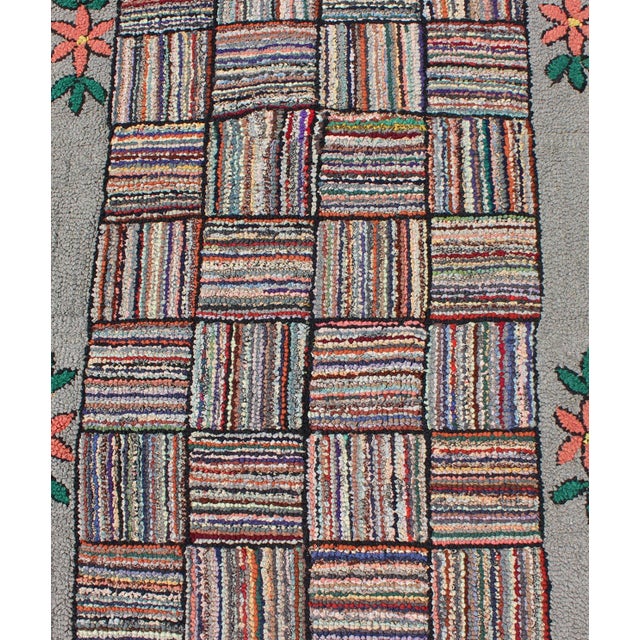 Antique American Hooked Runner With Colorful Patchwork Design 2'4" X 11'2" For Sale - Image 9 of 10