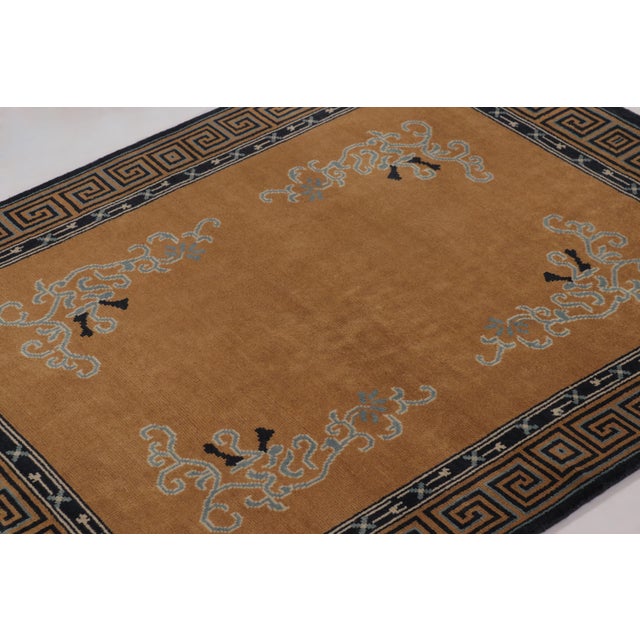 Textile Rug & Kilim’s Chinese Art Deco Inspired Rug, Brown With Greek Key Border For Sale - Image 7 of 9