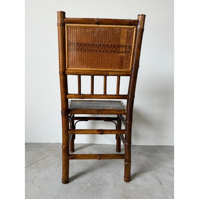 1900 - 1909 19th-Century Aesthetic Movement Bamboo Side Chair With Bird Motif Panels For Sale - Image 5 of 12