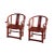 1990s Pair Chinese Horseshoes Back Reddish Brown Stain Armchairs For Sale - Image 5 of 8