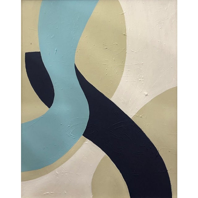This abstract acrylic painting on wood is inspired by the mid-century masters. This bold composition is created with pale...