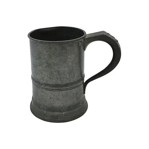 Victorian Antique English Pewter Ale Tankard For Sale - Image 3 of 6