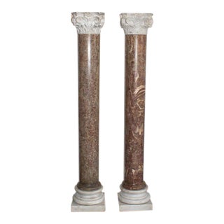 Antique Italian Marble Columns - A Pair For Sale