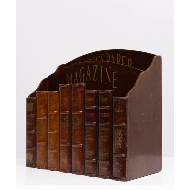 Oak Faux Book Front Magazine Holder, 1970s For Sale - Image 4 of 8