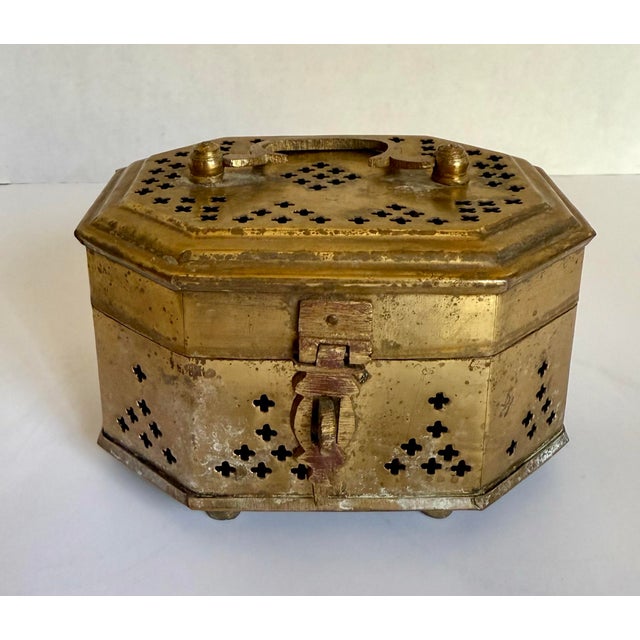 Early 20th Century Indian Pierced Brass Cricket Box For Sale - Image 10 of 11
