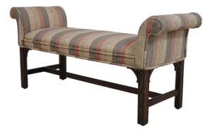 Chippendale Mahogany Rolled Arm Window Bench