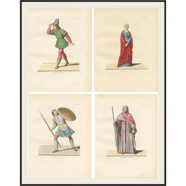 Bonnard, Medieval Costume Figures, Hand-Colored Engravings, 1845, Set of 4 For Sale - Image 10 of 10