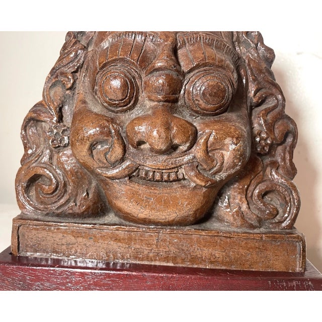 Ceramic Rare Antique 1700's Ancient Terracotta Nepalese Bhairava Pottery Mask Sculpture For Sale - Image 7 of 12