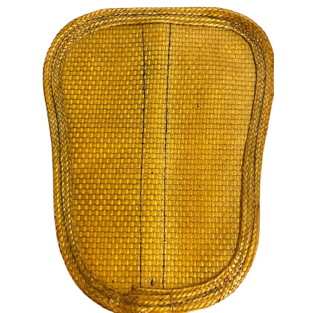 Ralph Lauren Vintage Woven Rattan Hand Fan With Carved Wooden Handle For Sale - Image 4 of 7