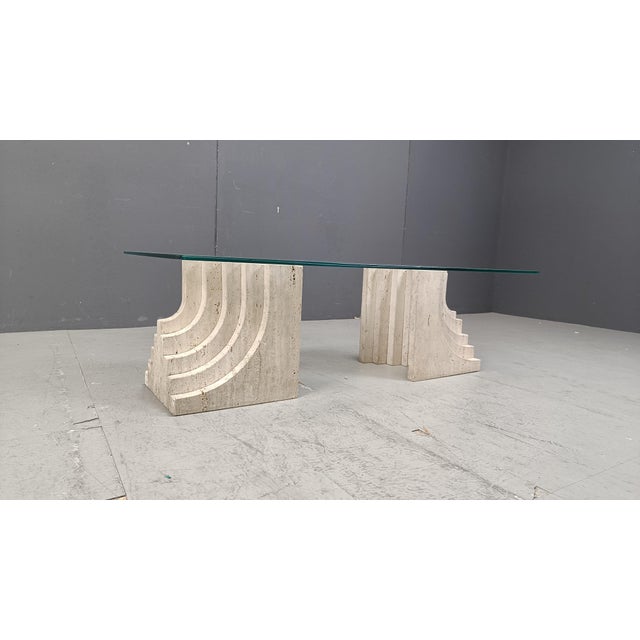 1970s Vintage Travertine Coffee Table Italy , 1970s For Sale - Image 5 of 11