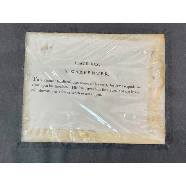 Two Antique Hand-Colored Engravings, “a Carpenter” & “a Soldier” For Sale - Image 12 of 12