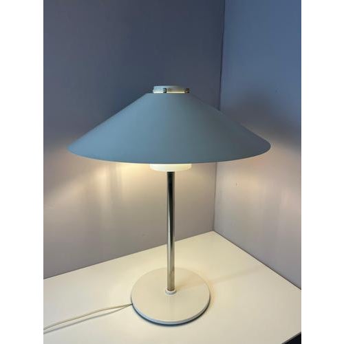White and Orange Trapez Table Lamp by Christian Hvidt for Nordisk Solar For Sale - Image 5 of 11