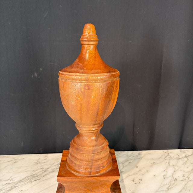 Brown Large Architectural Wood Turned Finial For Sale - Image 8 of 10