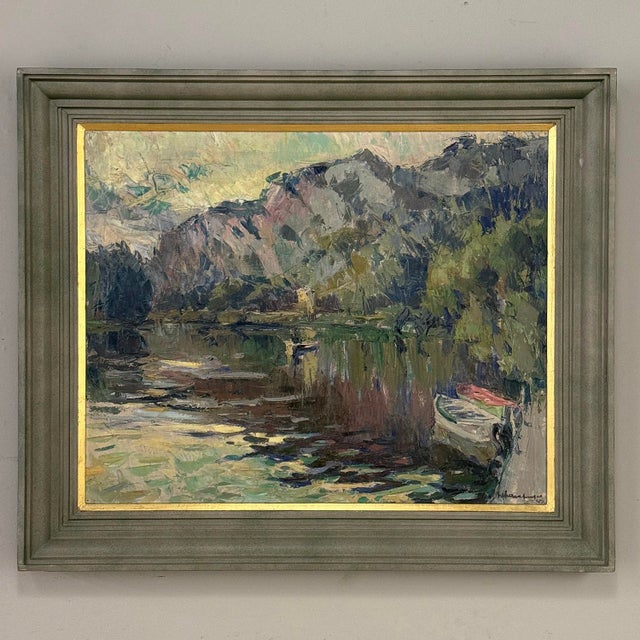 Antique Belgian Impressionist Oil Painting on Canvas by Albert Chavepeyer (1899-1986) 'River Landscape' For Sale - Image 16 of 16