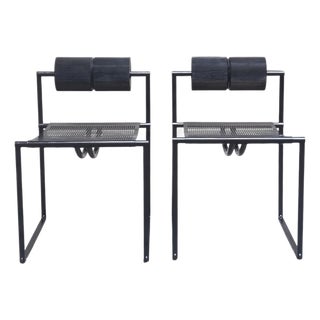 Prima Black Chairs by Mario Botta for Atlas, Italy, 1980s, Set of 2 For Sale