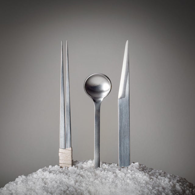 Contemporary Stainless Steel Cutlery by Bettisatti, Set of 4 For Sale - Image 3 of 6