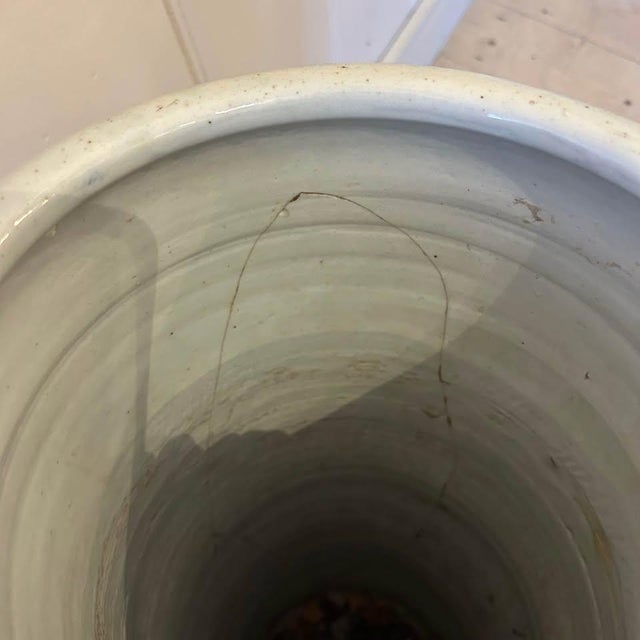 Japanese Blue and White Ceramic Umbrella Stand, in Worn conditions. Designed before 1890