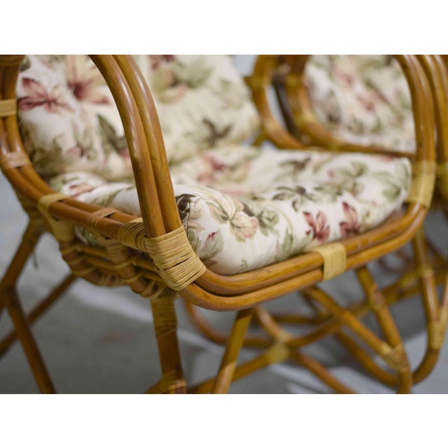 Vintage Palm Beach 2 Strand Rattan Bamboo Chairs in the Style of Franco Albini - Set of 4 For Sale In Chicago - Image 6 of 12
